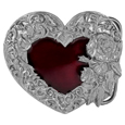 Heart Rose and Leaf Border Enameled Belt Buckle
